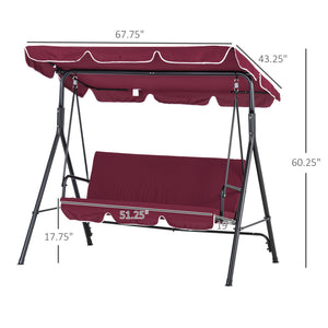 English Elm Stable 3 Person Porch Swing with Canopy Powder Coated Steel Frame Outdoor Patio Bench T3971P445984