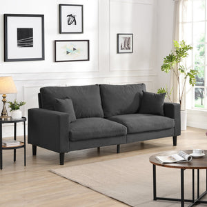 English Elm 74" High Resilience three seater Sofa with Corduroy Upholstery, Plush High-Density Cushion, Sturdy Wooden Frame, Stylish Apartment Seating Dark Gray 35.83 L x 31.9 W x 12.6 H W2297P264467