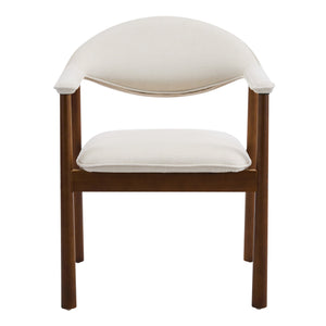 English Elm Modern Rubberwood Dining Chair Set Sculptural Curved Back Upholstered Seat Walnut Frame Beige,Walnut N768P391165W