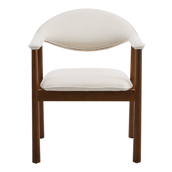 English Elm Modern Rubberwood Dining Chair Set Sculptural Curved Back Upholstered Seat Walnut Frame Beige,Walnut N768P391165W