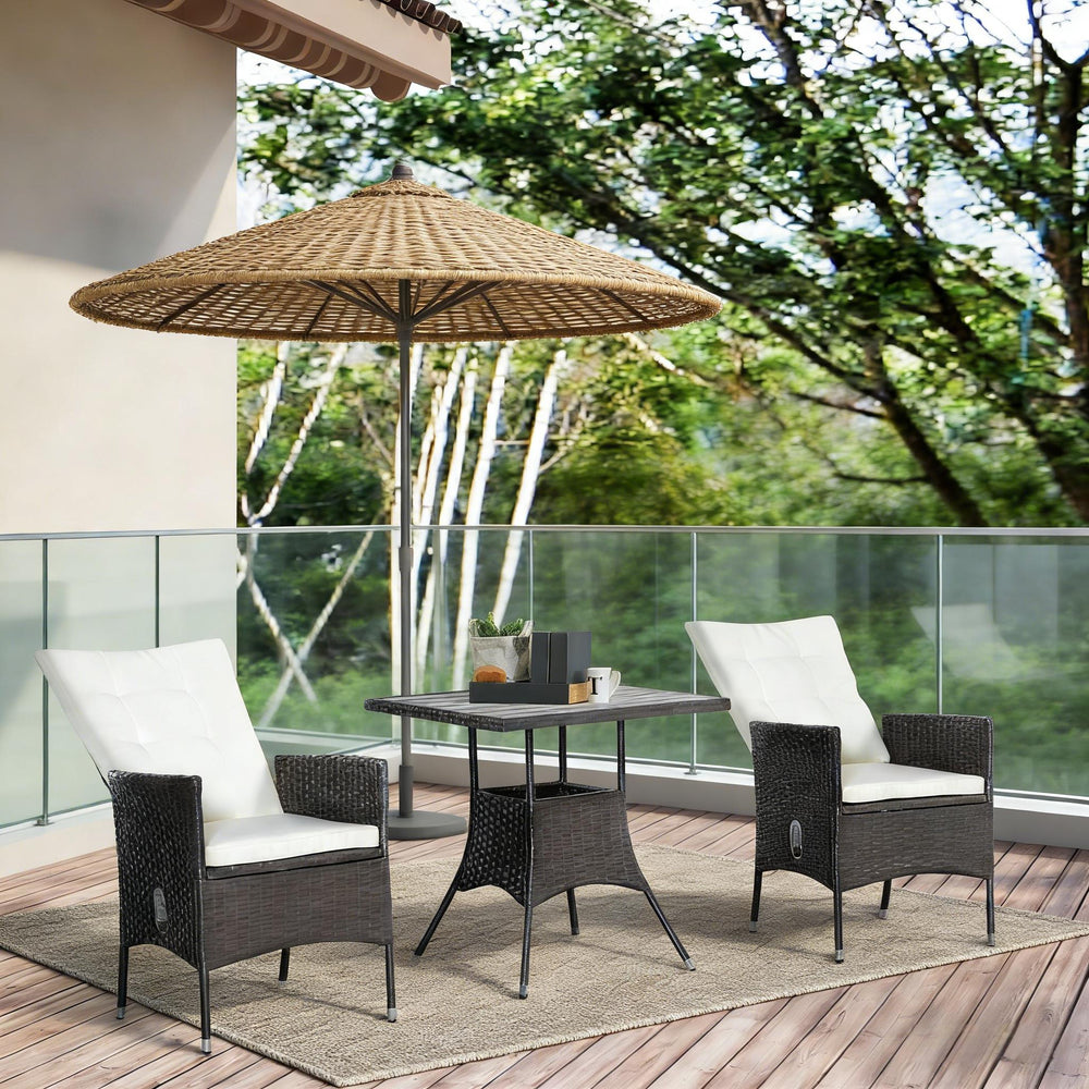 English Elm Stylish Pe Rattan 3 Piece Outdoor Bistro Set with Reclining Chairs and Faux Wood Table T3971P446123