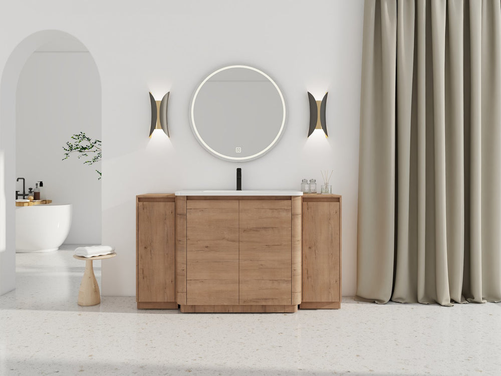 English Elm 60" Freestanding Double Sink Bathroom Vanity with Soft-close Doors and Three Drawers W999S00514