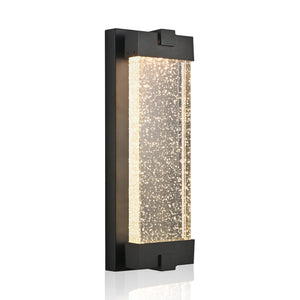 English Elm 19"(H) Black Aluminum Finish Outdoor Wall Light with Bubble Crystal Shade, 3000K LED, Weatherproof Sconce W2312P374979