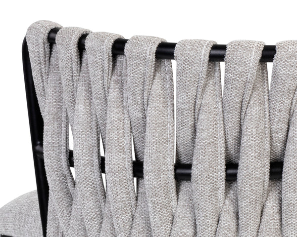 Sunpan Sarai Contemporary Barstool with Unique Weaved Backrest and Black Powder-Coated Steel Frame Belfast Heather Grey