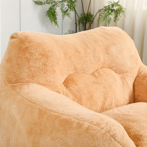 English Elm Bean Bag Chair - Luxe Faux Fur Sofa With Armrests, High-Density Foam For Comfy Relaxation Anywhere! W2200P313803