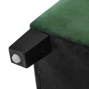 English Elm Upholstered Boucle Storage Bench Flip Top Lid Rubberwood Legs Bedroom Entryway Seating Retro Green N779P395018G