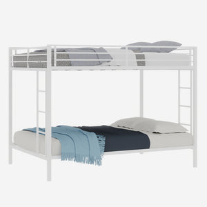 English Elm Multi Square Tube Iron Bunk Bed Full over Full, Sturdy White Metal Frame, Space-Saving Dual Sleep Solution W1935P360912