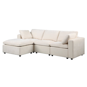 English Elm Modular Sectional Sofa: Versatile U-Shaped Couch With Ottomans For Stylish Living Room Comfort W1123S00036