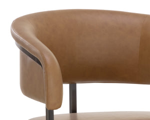 Sunpan Marris Barstool: Modern Elegance Meets Timeless Design in Luxurious Faux Leather and Steel Finish Gunmetal / Milliken Cognac