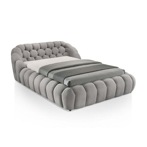 English Elm Eye-catching Gray Chenille Queen Platform Bed Tufted Headboard Modern Bedroom B2741S00824