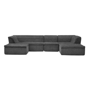 English Elm 135" U-shaped Chenille Sectional with Movable Ottoman Four Piece Modular Living Room Sofa Black W1413S00123