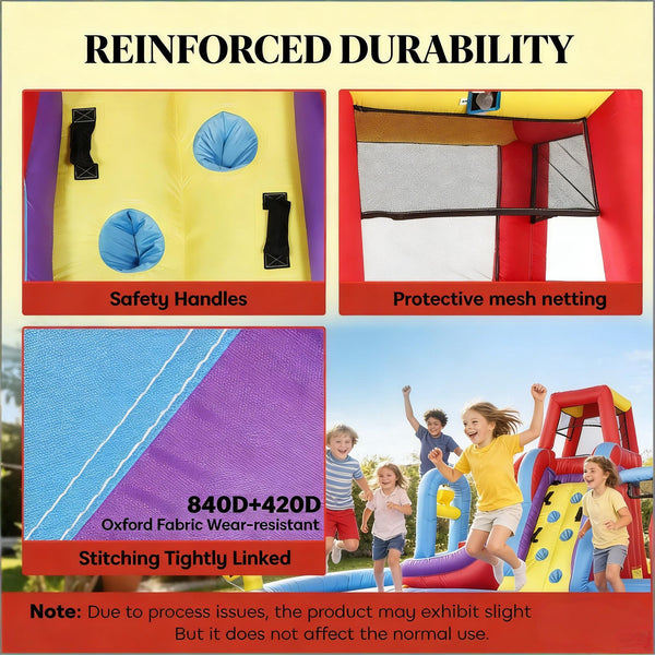 English Elm Inflatable Water Park Backyard Slide Splash Pool Climbing Wall 6 Activity Play T3971P484713
