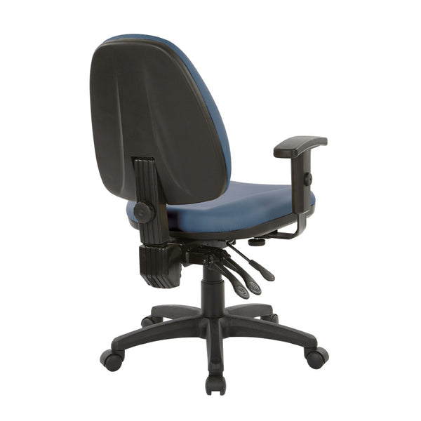 OSP Home Furnishings Dual Function Ergonomic Office Chair with Lumbar Support and Adjustable Foam Seat Blue 36427-R105