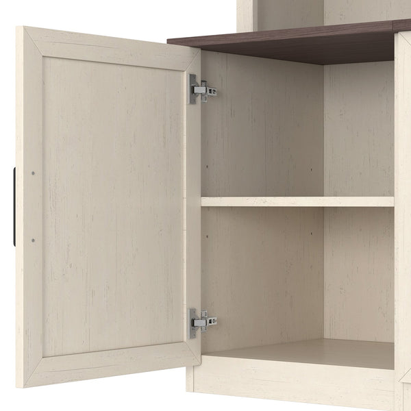 English Elm Wall Unit Entertainment Center with Built in Charging Mdf Media Console Open Shelving Beige W1580S00436