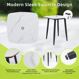 English Elm Modern Outdoor 5Pc Bar Set - Stylish Round Sintered Stone Table & 4 Swivel Chairs For Entertaining W1886S00023