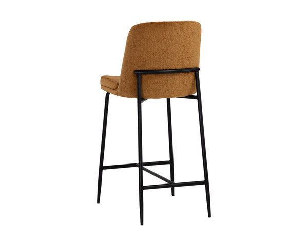 Sunpan Zeke Counter Stool - Stylish Modern Design with Comfortable Curved Backrest for Contemporary Spaces Black / Bergen Marmalade