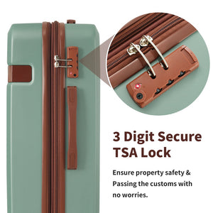 English Elm 4 Piece Hard Shell Abs Luggage Set with Spinner Wheels Tsa Lock and Packing Cubes Light Green N732P197378F