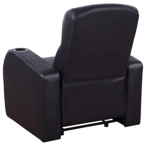 English Elm Greenfield Top-grain Leather Three-seat Reclining Sofa with Console Storage B062S01157