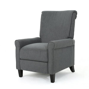English Elm Christopher Knight Home® - Manual Charcoal Push Back Recliner — Compact Fabric Seat, Plush Support, Space-Saving Comfort for Homes 61369.00CCL