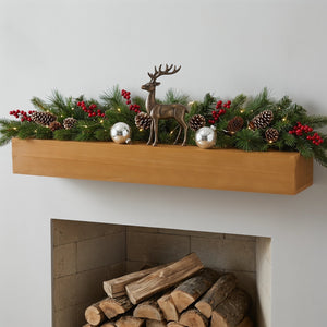 English Elm 48'' Solid Fir Wood Floating Mantel Shelf Farmhouse Style for Living Room Walls Light Brown W2640P386603
