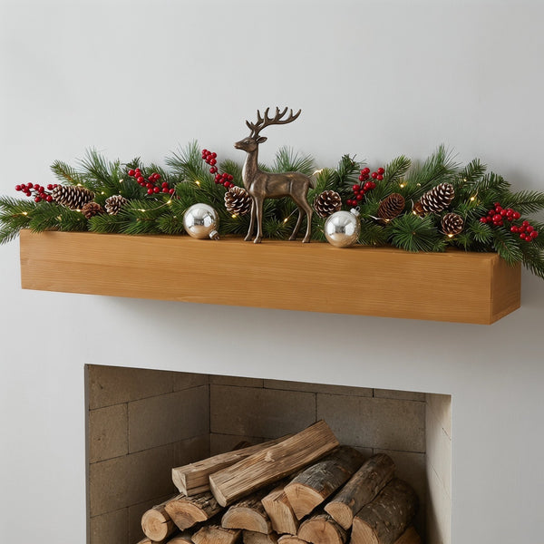 English Elm 48'' Solid Fir Wood Floating Mantel Shelf Farmhouse Style for Living Room Walls Light Brown W2640P386603