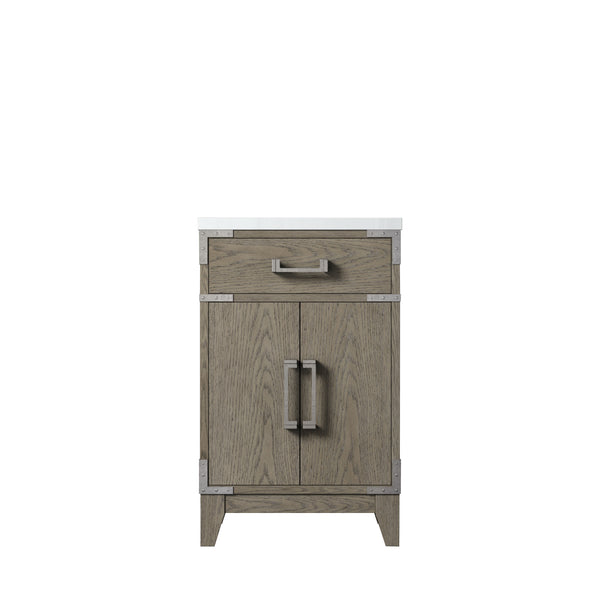 English Elm Grey Oak Single Bath Vanity 20" W X 18" D - Modern Design With Easy-Care Acrylic Top & Storage Solutions B2731P259736