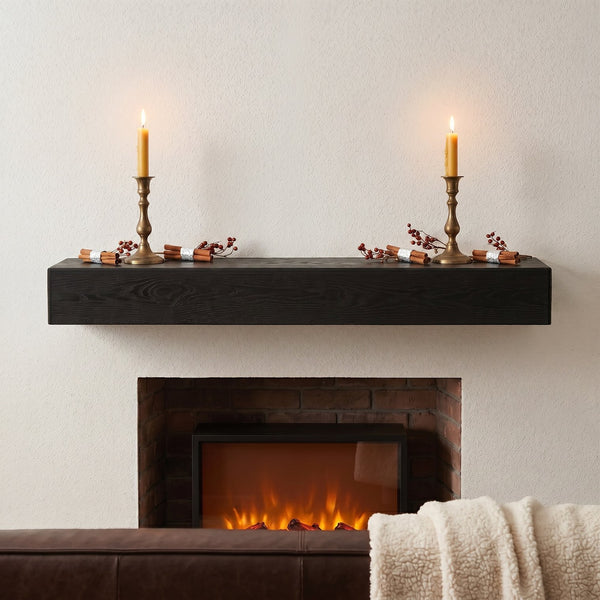 English Elm 60'' Western Red Cedar Floating Mantel Shelf Rustic Farmhouse Wall Decor 70 Lb W2640P358912