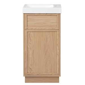 English Elm 15.75" Rustic Bathroom Vanity with Reversible Resin Sink, Soft-Close Door, Adjustable Shelf, Compact Elegance N729P285513N