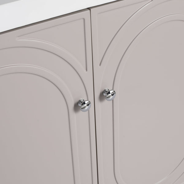 English Elm 36" Freestanding Bathroom Vanity with Resin Sink, Soft-Close Doors, Adjustable Shelf & 3 Handles W999S00336