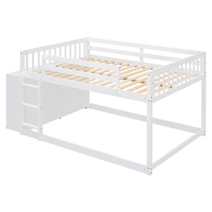 English Elm Full Over Bunk Bed with Four Drawers Three Shelves Pine and Mdf Kids Frame White LT000267AAK-1