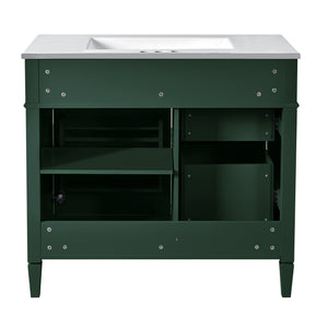English Elm 36'' Modern Bathroom Vanity With Ceramic Top Sink, Soft-Close Drawers & Elegant Green Finish N710P230246F