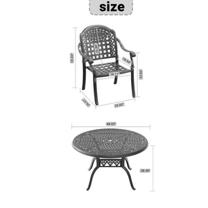English Elm 5-piece Cast Aluminum Outdoor Dining Set with Carved Frame and Weather Resistant Cushions W1710S00632