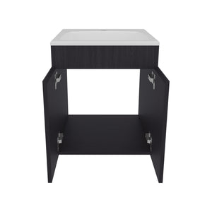 English Elm Bathroom Compact Vanity Cabinet 20.8" H – Engineered Wood Two-Door Storage, Modern Space-Saver Black 24.8 L x 22.83 W x 11.81 H B097P395872