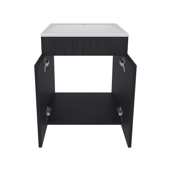 English Elm Bathroom Compact Vanity Cabinet 20.8" H – Engineered Wood Two-Door Storage, Modern Space-Saver Black 24.8 L x 22.83 W x 11.81 H B097P395872
