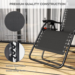 English Elm Zero Gravity Reclining Lounge Chair Breathable Mesh Portable Folding Patio Beach Seat Antique Black W3979P392945