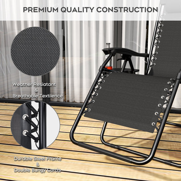English Elm Zero Gravity Reclining Lounge Chair Breathable Mesh Portable Folding Patio Beach Seat Antique Black W3979P392945