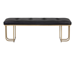 Sunpan Maverick Bench - Stylish Tufted Seat with Antique Brass Legs for Elegant Living Room Seating Bravo Black