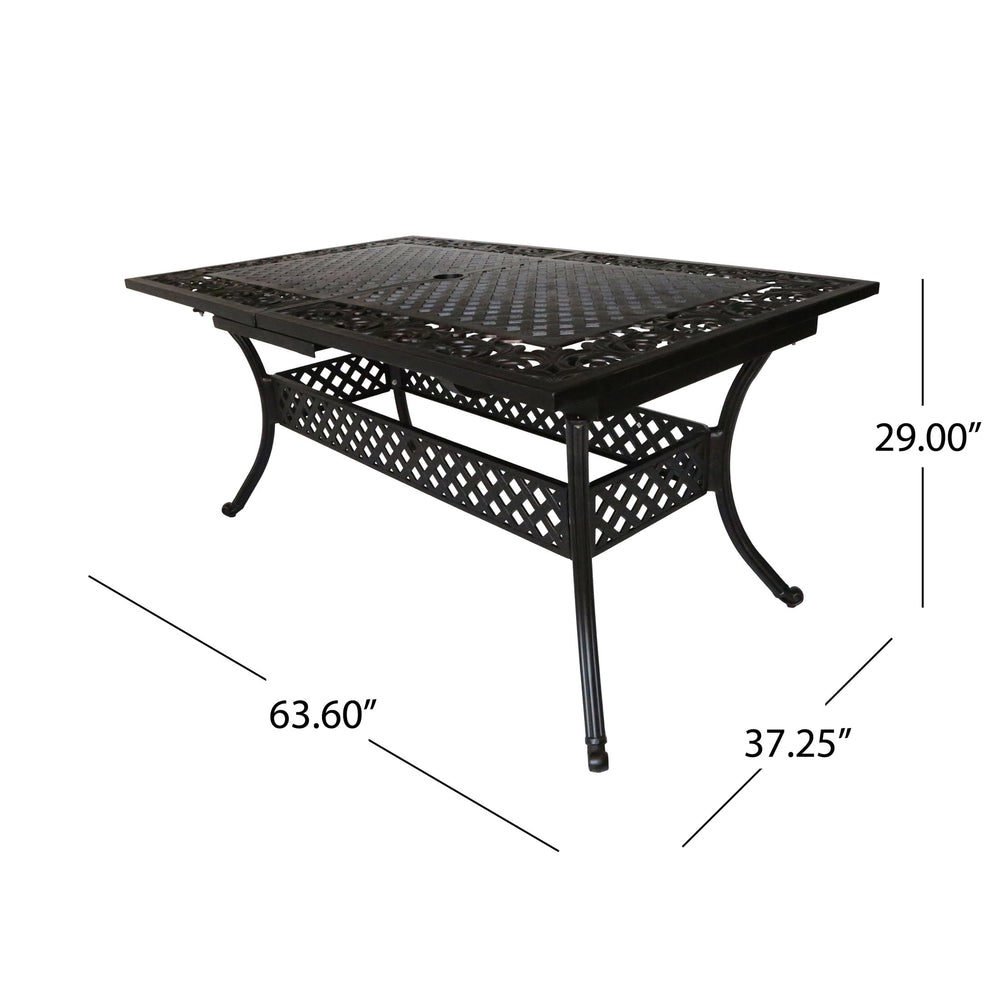 English Elm Christopher Knight Home® - PHOENIX Expandable Dining Table in Natural Copper Finish — Cast Aluminum, Lattice-Botanical Design, Extends to 84" for Outdoor Gatherings 64076.00