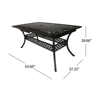 English Elm Christopher Knight Home® - PHOENIX Expandable Dining Table in Natural Copper Finish — Cast Aluminum, Lattice-Botanical Design, Extends to 84" for Outdoor Gatherings 64076.00