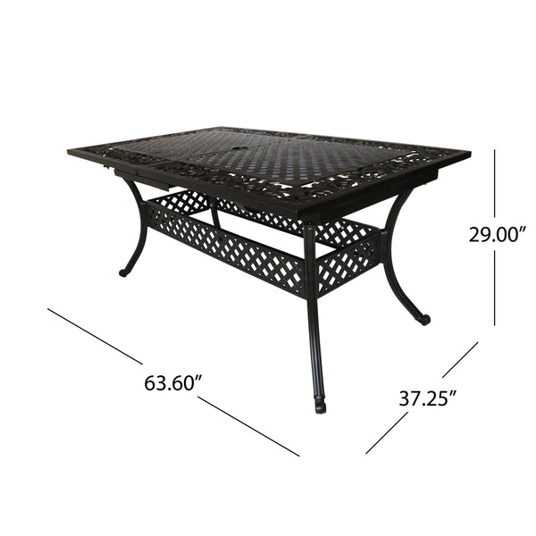 English Elm Christopher Knight Home® - PHOENIX Expandable Dining Table in Natural Copper Finish — Cast Aluminum, Lattice-Botanical Design, Extends to 84" for Outdoor Gatherings 64076.00