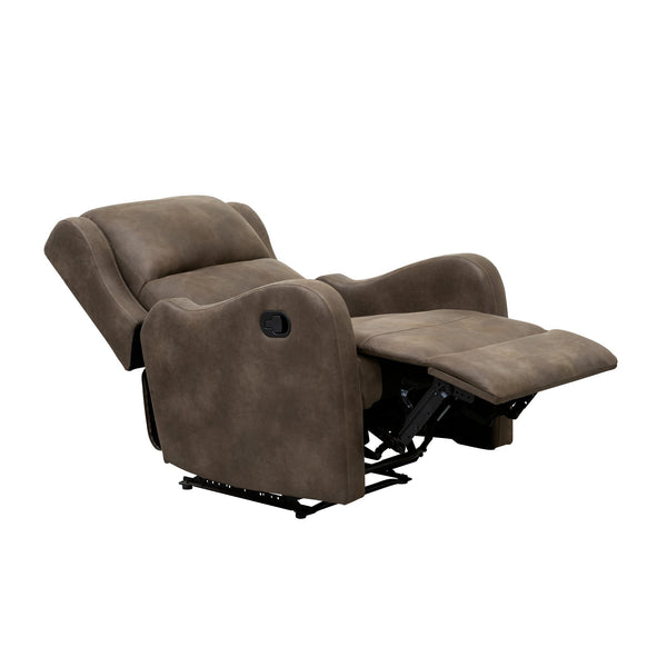 English Elm Microfiber Durant Brown Recliner Chair with Pull-Tab Recline, Polished Microfiber Upholstery, Cozy Seat B011P207534