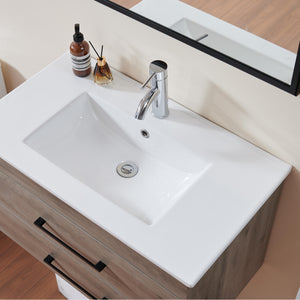 English Elm 32-inch Ceramic Drop-in Bathroom Sink Glossy Rectangular Basin for Modern Vanity W3151P264909