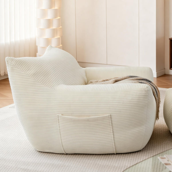 English Elm Bean Bag Chair with Armrests Shredded Foam Fill Oversized Adult Lounge Seat W5385P433220