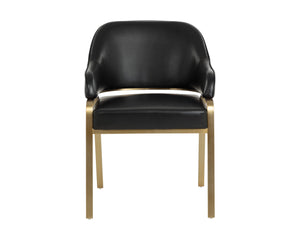 Sunpan Malachi Dining Armchair - Luxurious Design with Stainless Steel Base for Elegant Dining Spaces Gold, Cantina Black