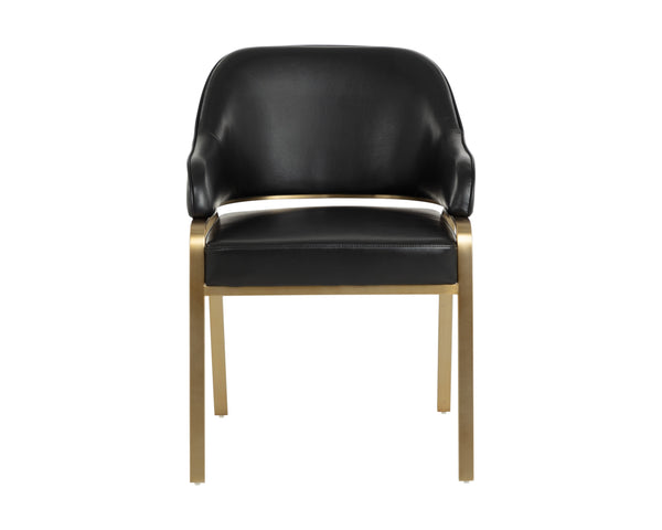 Sunpan Malachi Dining Armchair - Luxurious Design with Stainless Steel Base for Elegant Dining Spaces Gold, Cantina Black