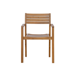 English Elm U_style Solid Acacia Wood Round Outdoor Dining Set Seats Four with Slatted Design Natural WY000475AAO