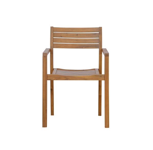 English Elm U_style Solid Acacia Wood Round Outdoor Dining Set Seats Four with Slatted Design Natural WY000475AAO