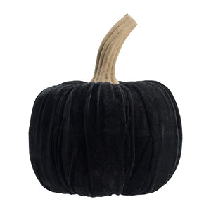 English Elm Set Of 2, 9.5" Black Velvet Pumpkins - Elegant Fall Decor For Halloween And Autumn Displays! W2078P237261-GIGA