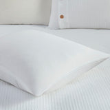 Madison Park Finley Casual 3 Piece Cotton Waffle Weave Duvet Cover Set MP12-5627 White