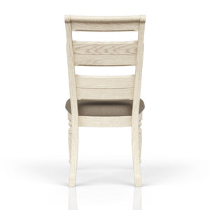 English Elm Ladder Solid Wood Counter Stool with Upholstered Seat, Ladder-Back Comfort and Turned Legs, Warm Finish White 41 L x 20 W x 13.5 H B2699P355856